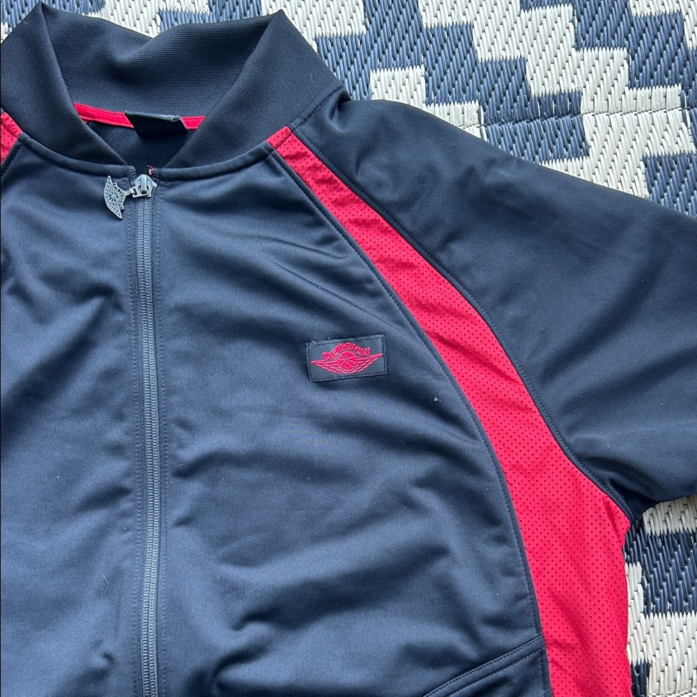 Air Jordan Black and Red Zip-Up Track Jacket w/Pockets